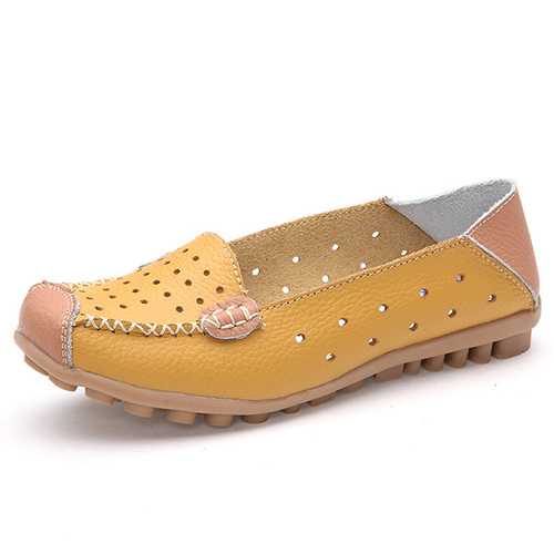 Women Genuine Leather Casual Flat Shoes Slip-on Leisure Shoes Breathable Ballet Shoes