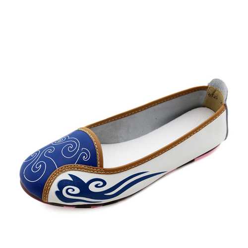Women Leather Slip On Flat Loafers Shoes