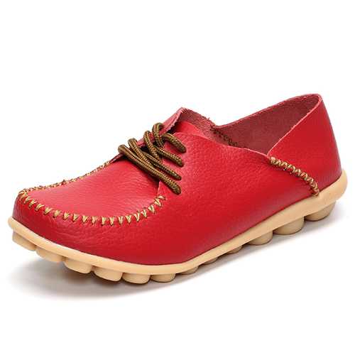 Women Flat Shoes Outdoor Lace Up Round Toe Soft Comfortable Casual Loafers