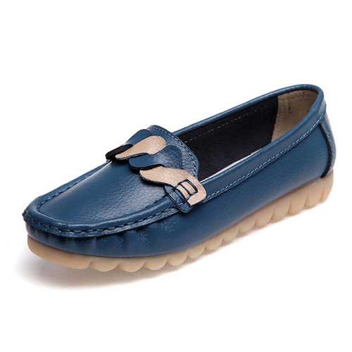 Comfy Soft Sole Round Toe Metal Buckle Slip On Casual Loafers