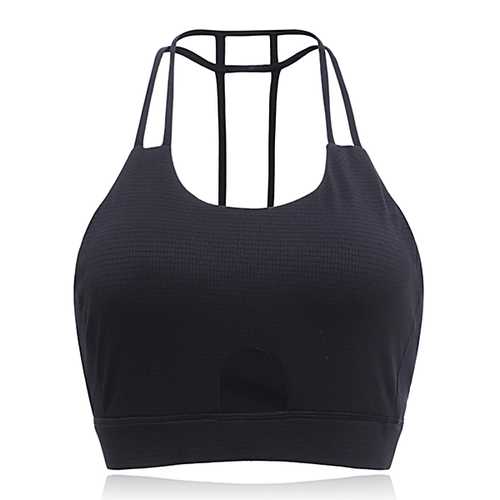 Women Cozy Full Cup Vest Breathable Halter Backless Shockproof Sports Wireless Yoga Bra