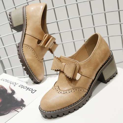 Women Oxford Retro Brogue Butterfly Knot Shoes