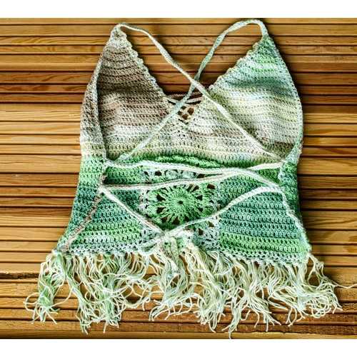 Handmade Cropped Halter, Crochet Top Bikini Cover