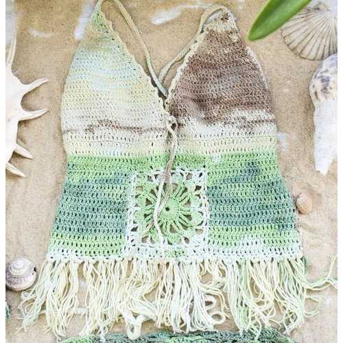 Handmade Cropped Halter, Crochet Top Bikini Cover