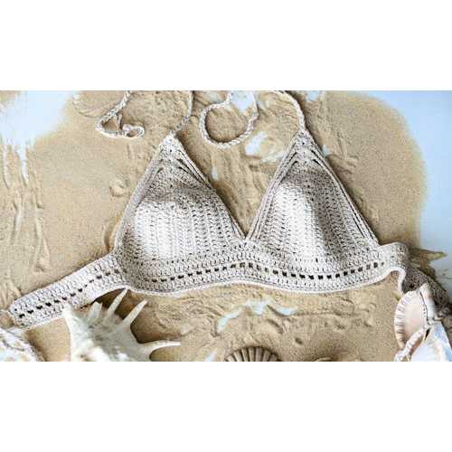 Handmade Ecru Bikini Cover Crochet Beachwear Knit bralette