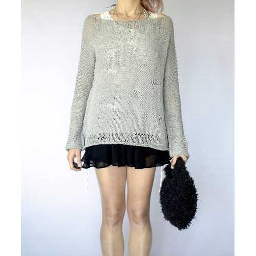 Handmade Grey Knitwear Cozy Jumper Chunky Sweater