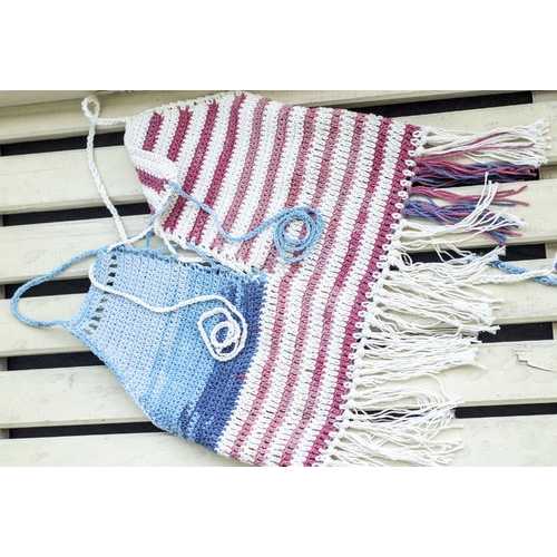 Handmade Crochet Crop Top, Patriotic Boho Chic