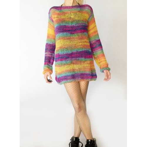 Handmade Angora Sweater Dress Rainbow Sweater Tunic