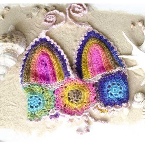 Handmade Rainbow Crop Top, Crochet Festival Bralette