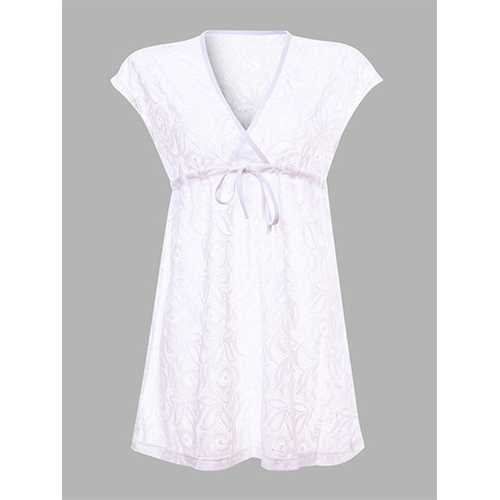 Sexy Lace Hollow Out Deep V Neck Women Swimwear Bikini Cover Beach Dress