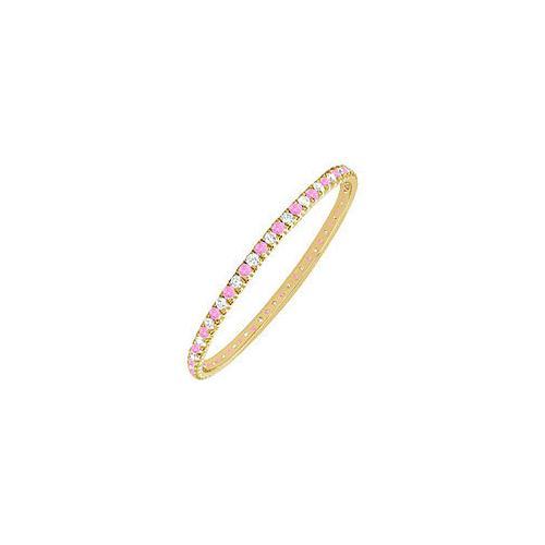 Pink Sapphire and Diamond Eternity Bangle : 14K Yellow Gold - 5.00 CT TGW