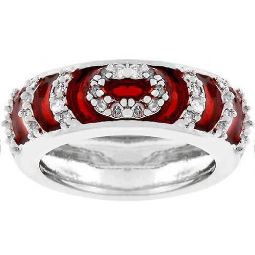 Garnet Enamel Ripple Ring