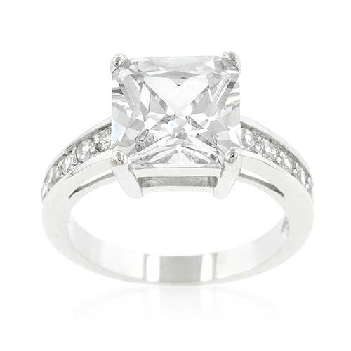 Classic Princess Cut Raised Pave Engagement Ring