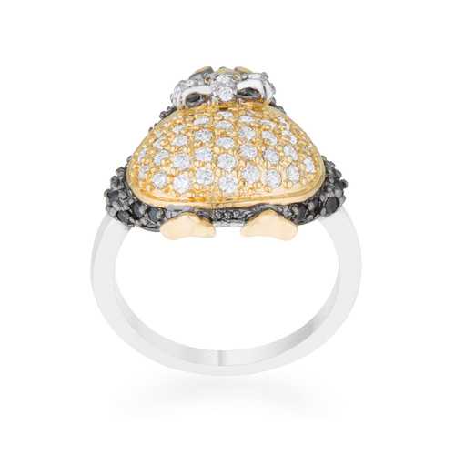 Jet Black Cubic Zirconia Penguin Ring