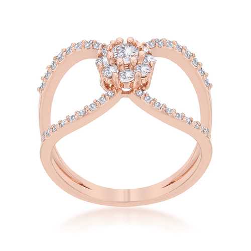 Joyce 0.4ct CZ Rose Gold Delicate Floral Wrap Ring