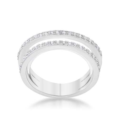 Laurie 0.2ct CZ Rhodium Contemporary Trio Band Ring