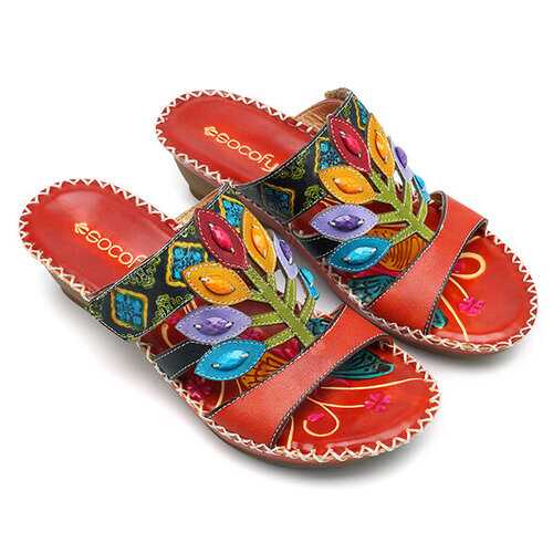 SOCOFY Bohemian Adjustable Leather Sandals