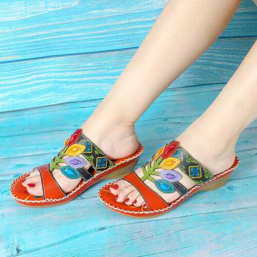 SOCOFY Bohemian Adjustable Leather Sandals