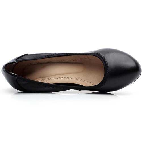 SOCOFY Chocolate Color Soft Leather Pumps