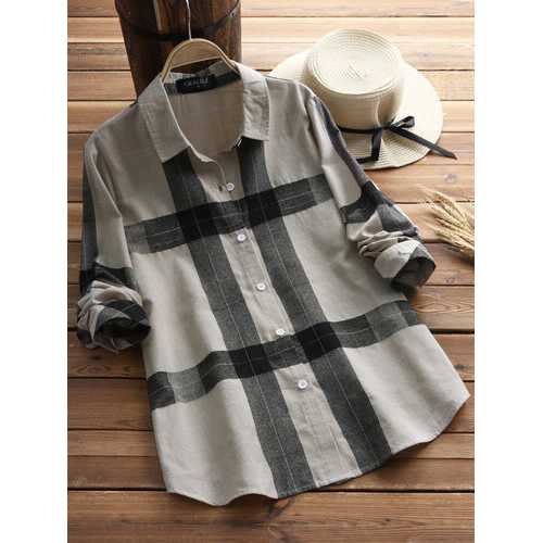 Vintage Plaid Long Sleeve Shirts