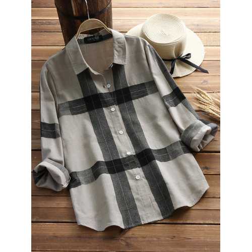 Vintage Plaid Long Sleeve Shirts
