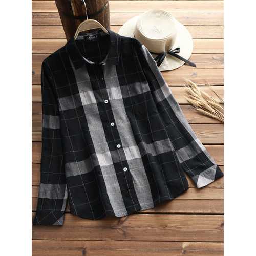 Vintage Plaid Long Sleeve Shirts