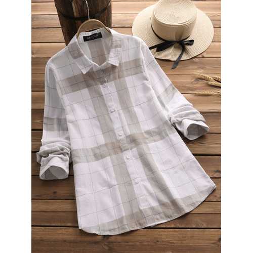 Vintage Plaid Long Sleeve Shirts