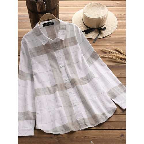 Vintage Plaid Long Sleeve Shirts