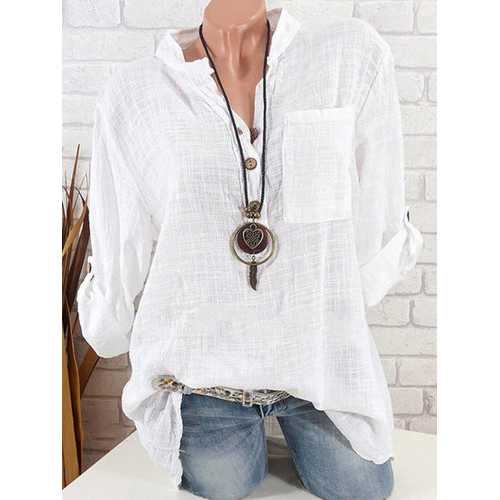 Solid Color Long Sleeve Cotton Shirts