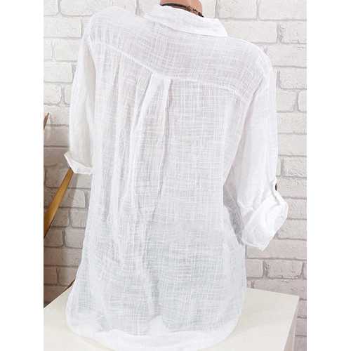 Solid Color Long Sleeve Cotton Shirts