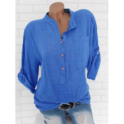 Solid Color Long Sleeve Cotton Shirts