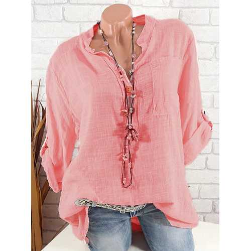Solid Color Long Sleeve Cotton Shirts