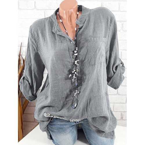 Solid Color Long Sleeve Cotton Shirts