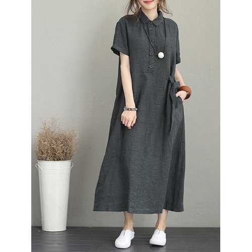 Vintage Side Pocket Drawstring Dress
