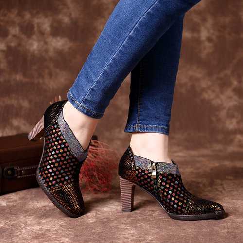 Colorful Wave Dot Zipper Pumps