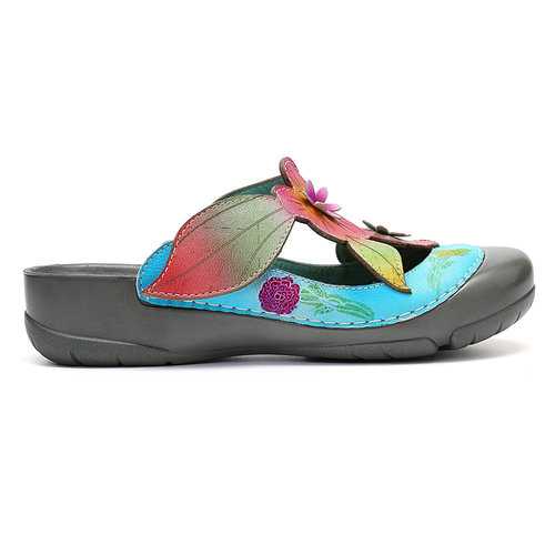 Retro Leather Stitching Flowers Sandals
