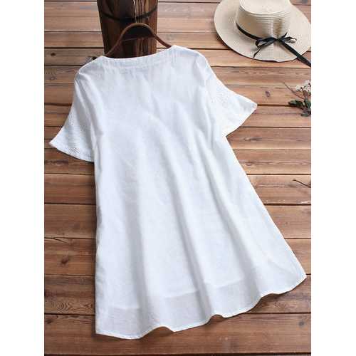 Bohemian Embroideried Short Sleeve Blouse