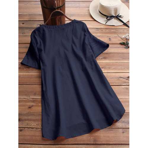 Bohemian Embroideried Short Sleeve Blouse