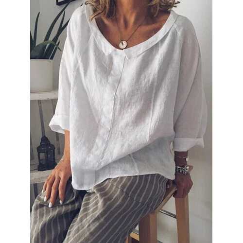 Lapel Solid Color Casual Blouse