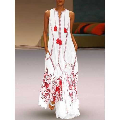 Sleeveless Embroidered Dress