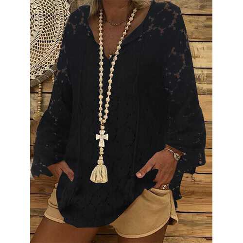 Chic Crochet Lace Shirt