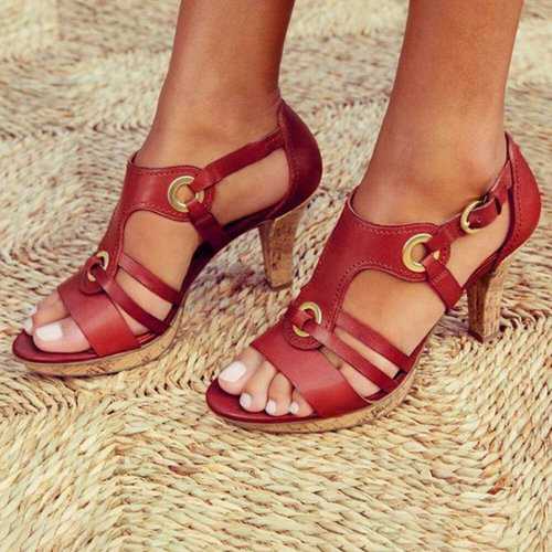 Peep Toe Buckle High Heel Sandals