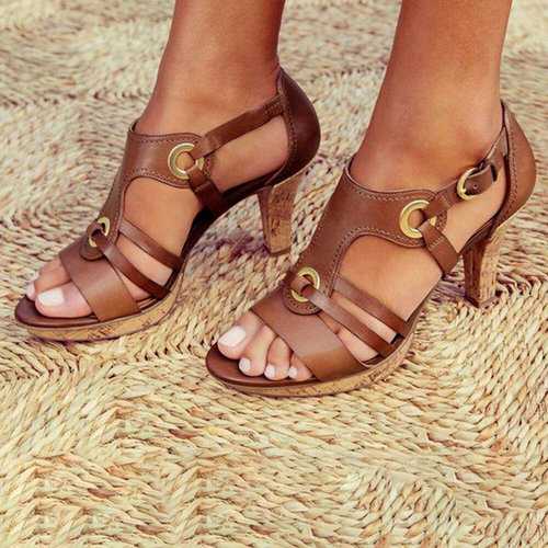 Peep Toe Buckle High Heel Sandals