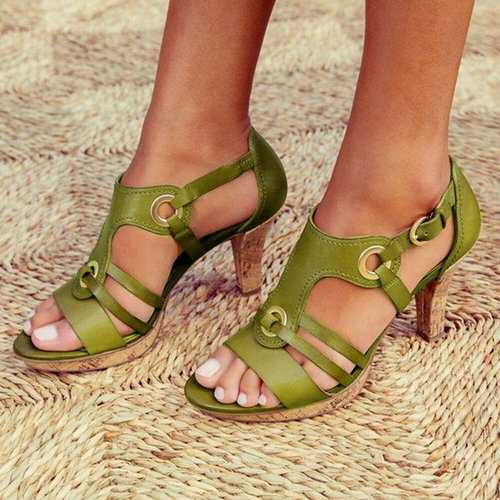 Peep Toe Buckle High Heel Sandals