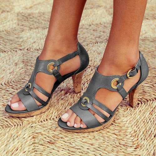 Peep Toe Buckle High Heel Sandals