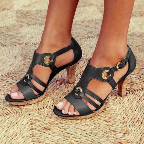 Peep Toe Buckle High Heel Sandals
