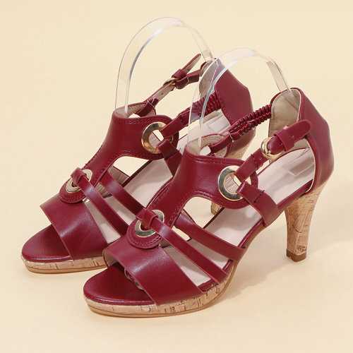 Peep Toe Buckle High Heel Sandals