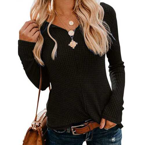 Knitting Solid Color Blouse