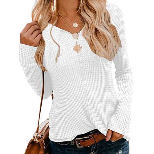 Knitting Solid Color Blouse