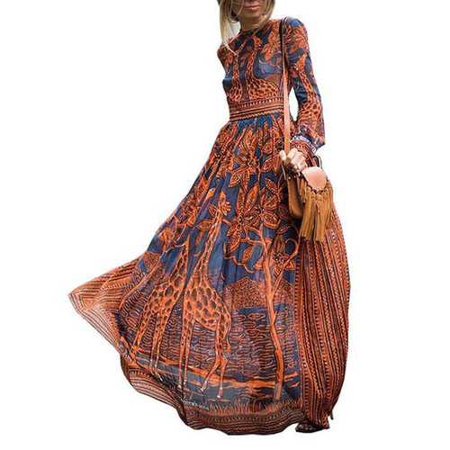 Bohemian Print Vintage Maxi Dress